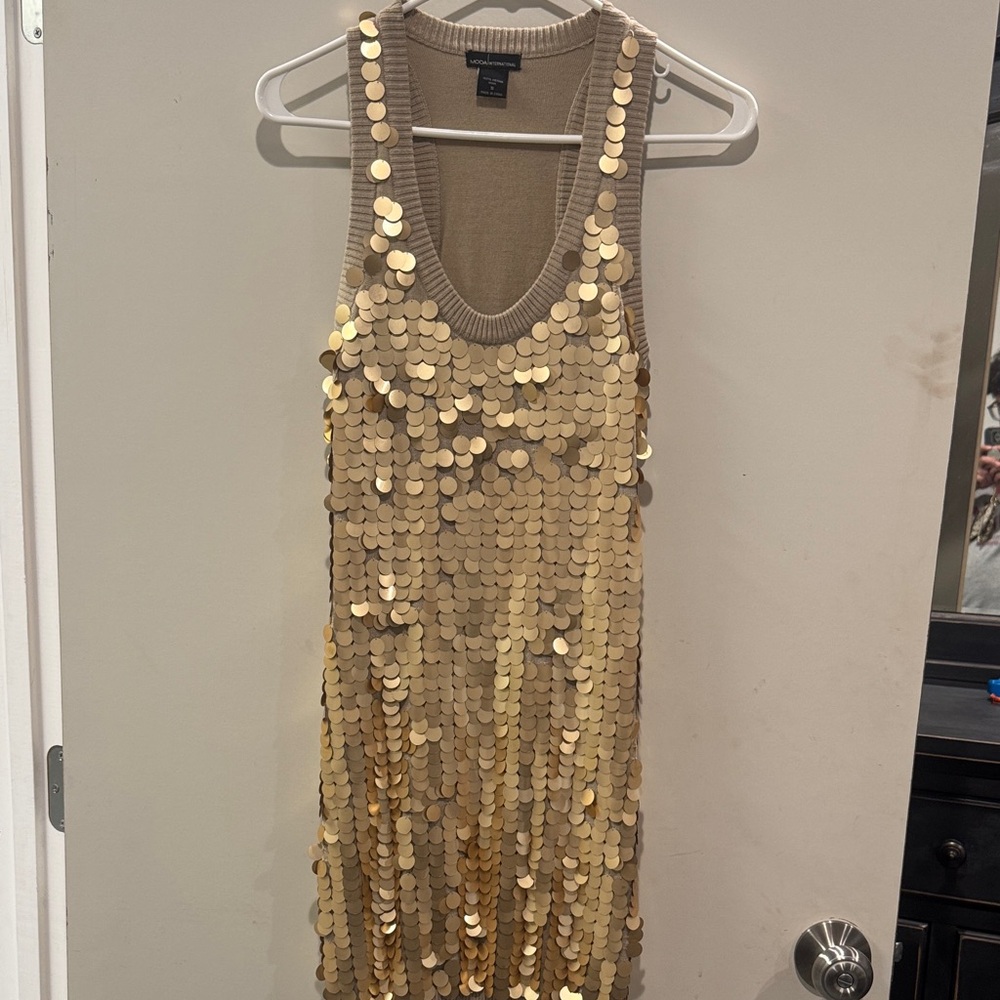 Moda International Gold Sequin Mini Dress